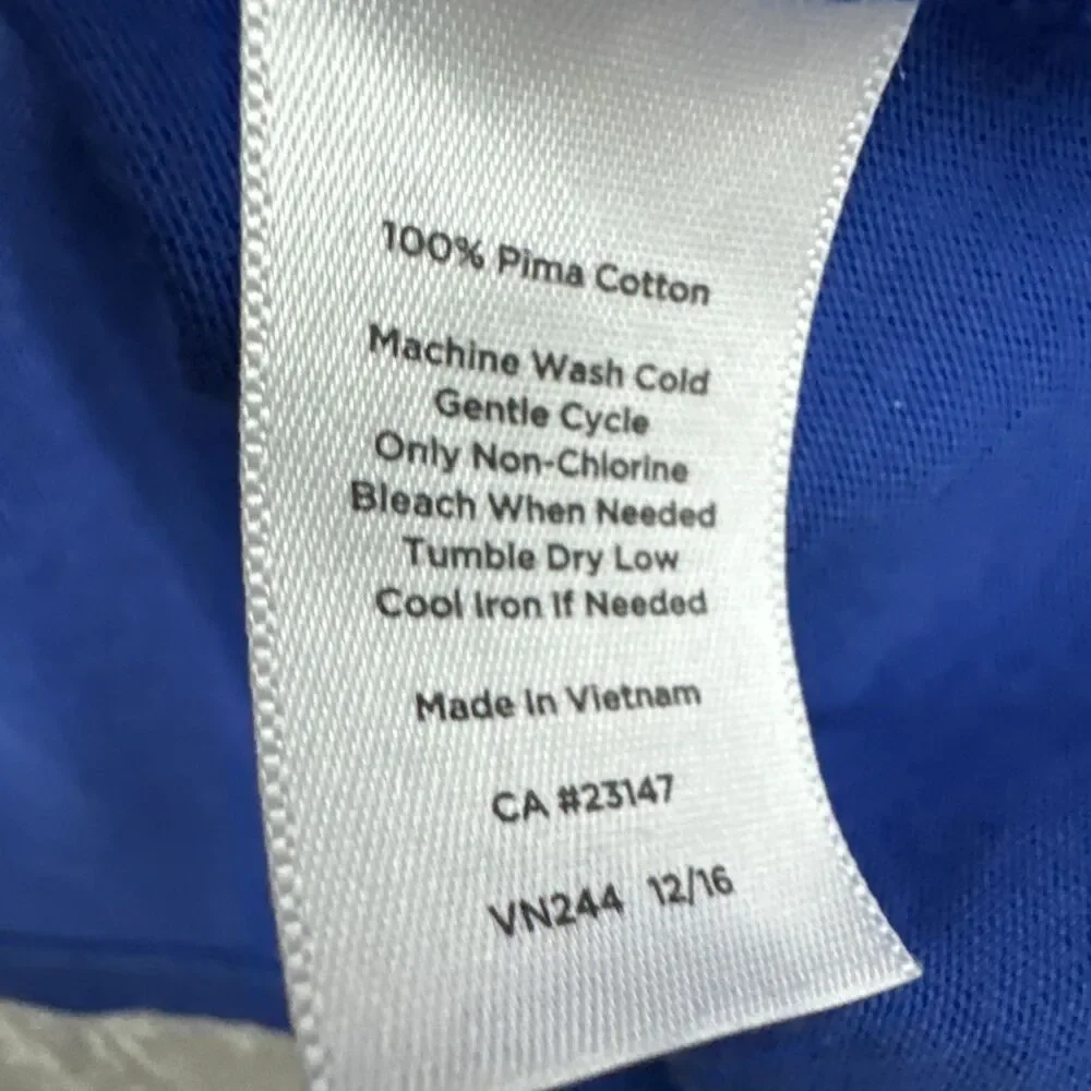 Talbots top Lg scalloped neckline Blue short sleeve Pima Cotton - Picture 3 of 8